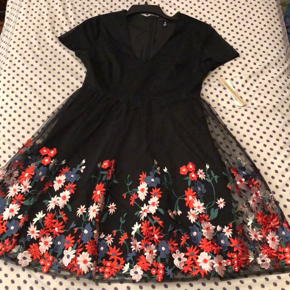 Floral Overlay Party Dress